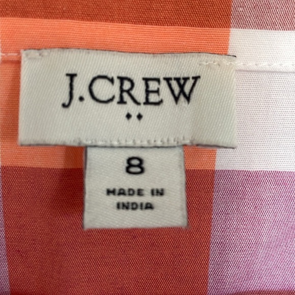 NWOT J.CREW Sz 8 cotton plaid belted V neck side zipper pockets knee length - Picture 2 of 12